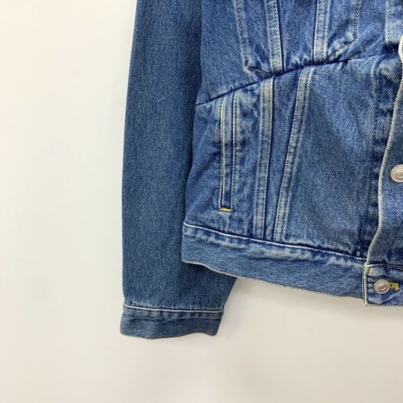 Balenciaga Deep Blue Washed Denim Jacket Lapel Single-Breasted Long Sleeves Cott - Picture 6 of 8
